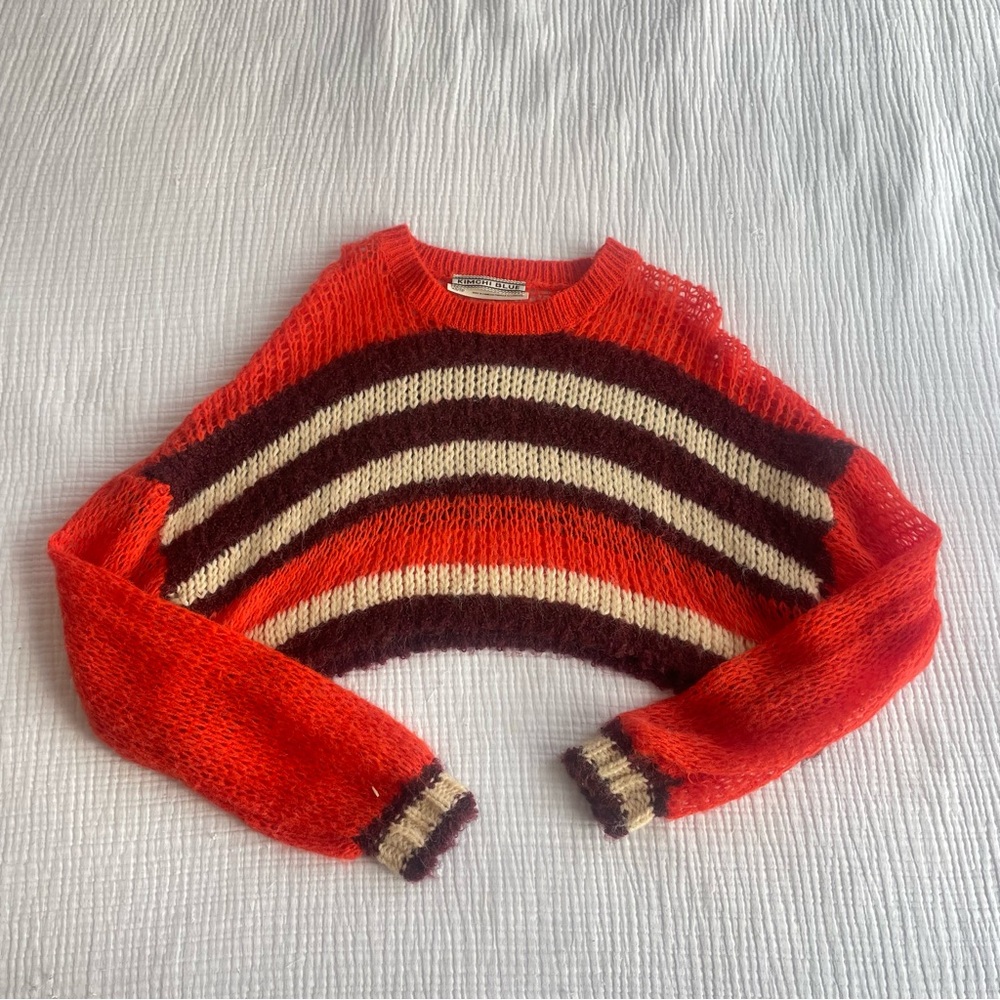 Striped knit cropped sweater